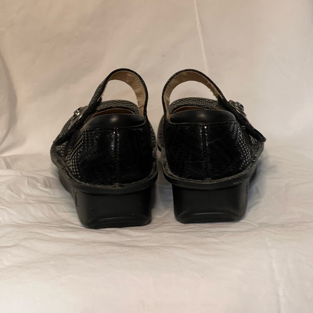 Alegria Black Textured Mary Jane with Silver Button Accent - Picture 7 of 7